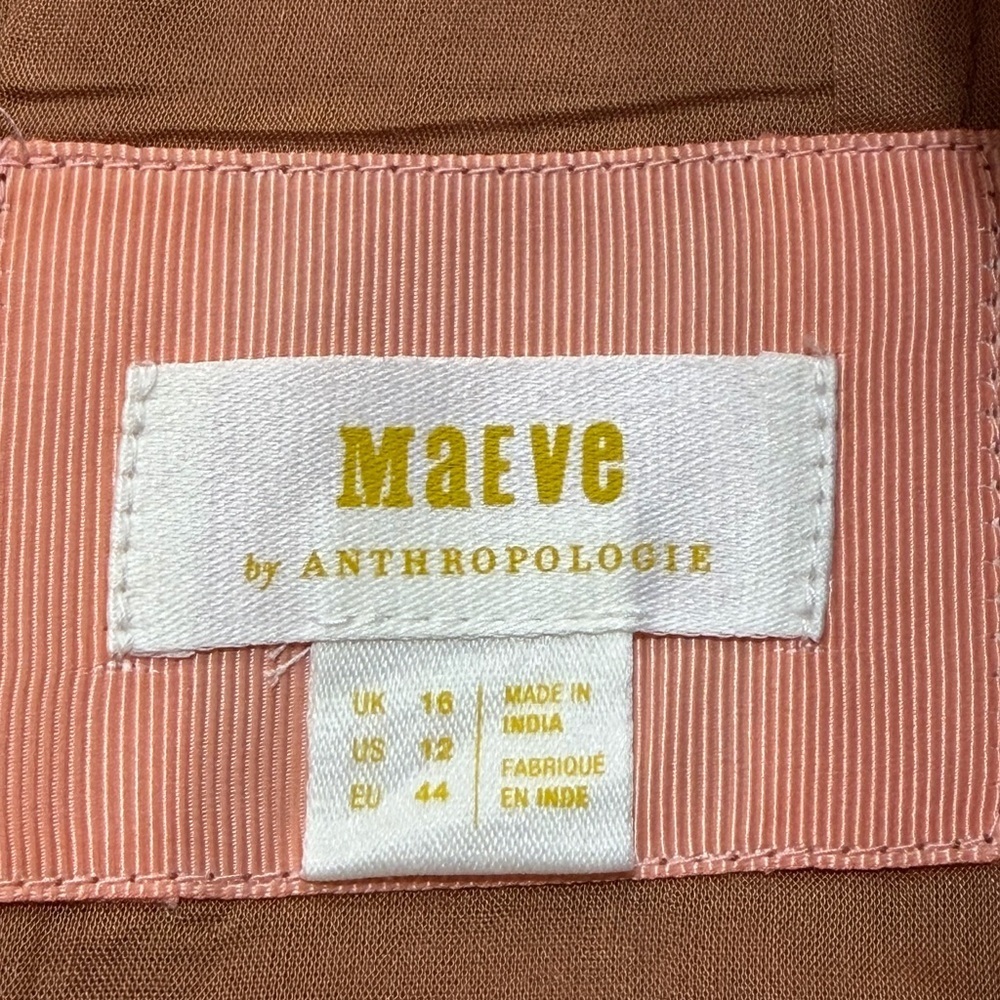 NWT Anthropologie Maeve Corduroy Mini Skirt Brown Floral Leaf Pattern Size 12 - Picture 9 of 10